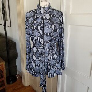 Chico's Snakeskin Pattern Zip Jacket with Tie